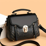 Stylish Women’s Crossbody Handbag – Elegant Brown Shoulder Bag with Lock & Decorative Stitching 👜✨