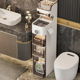 Slim Movable Bathroom Cabinet with Wheels & Plastic Drawers – Mobile Storage Cart for Small Spaces