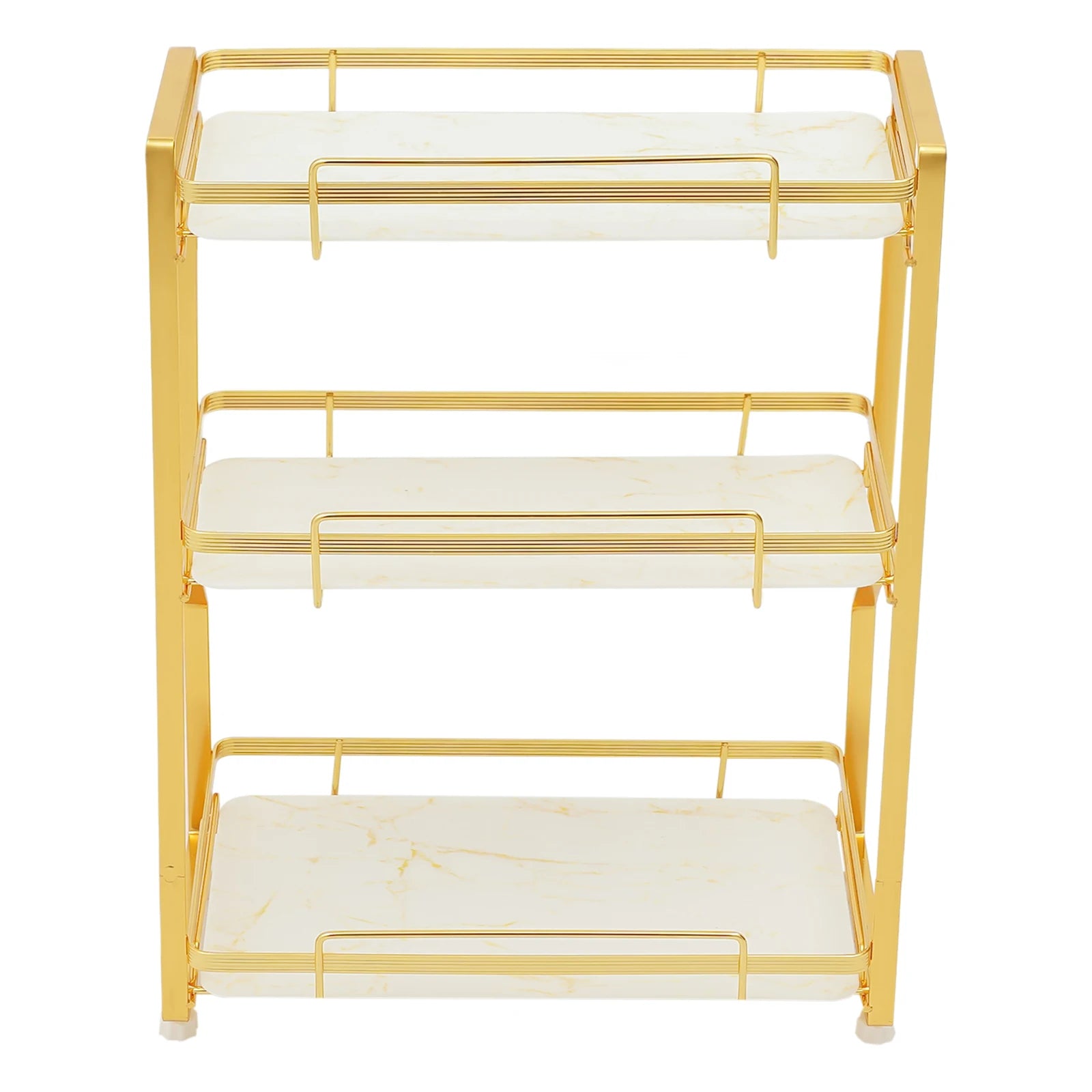 3-Tier White & Gold Bathroom Countertop Organizer – Vanity Shelf for Skincare, Makeup & Perfume