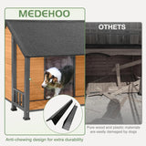 Outdoor Weatherproof Dog House – Fir Wood & Iron Frame Shelter for Large Breeds (Easy Assembly)