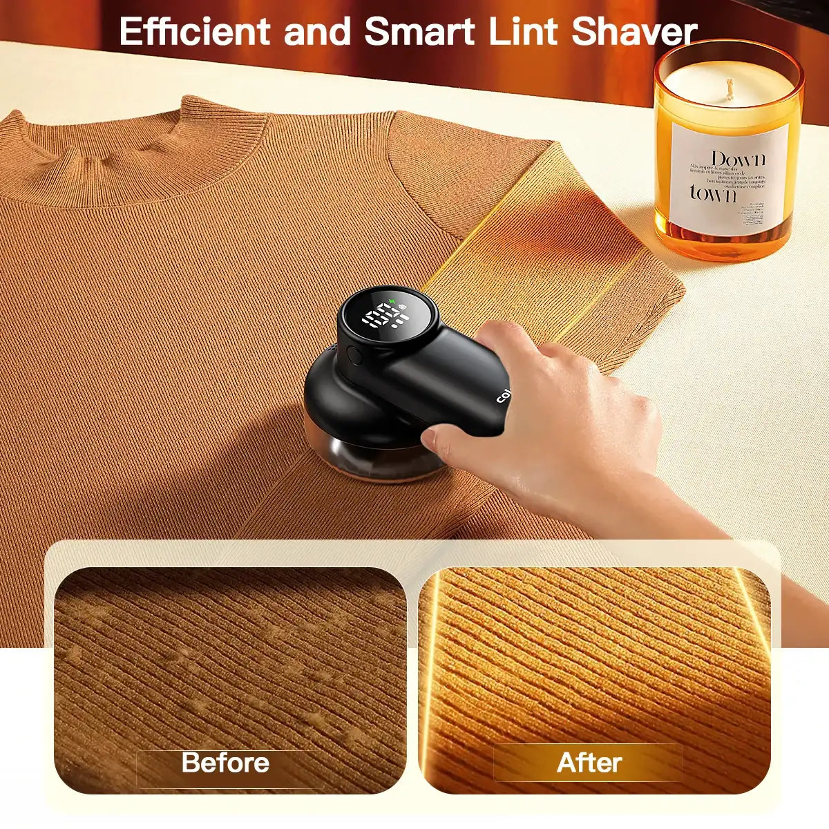 Electric Lint Remover – Rechargeable Fabric Shaver with LED Display & 3-Speed for Clothes & Upholstery