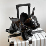 Unisex Bulldog-Shaped PU Leather Crossbody Bag – Adjustable Strap Shoulder Handbag