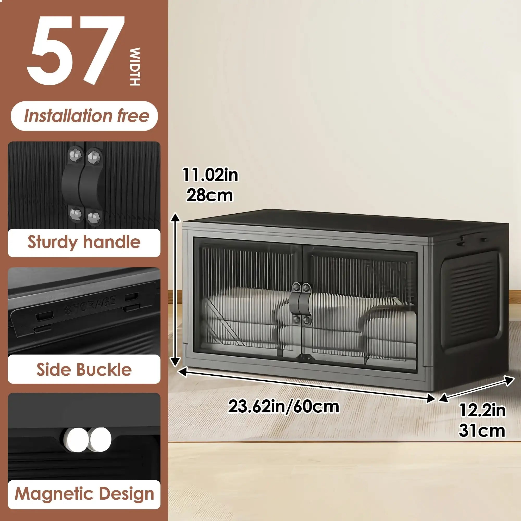 3-4-5-Layer Multifunction Folding Storage Cabinet with Wheels – Stackable Large Capacity Organizer