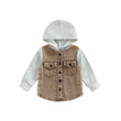 Patch-Detail Hooded Spring/Autumn Coat for Toddler Boys (Ages 1-4)