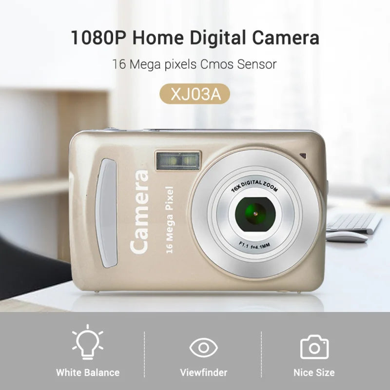 HD 1080P Kids Camera & Camcorder – 16MP, 16X Zoom, 1.77" LCD Screen, Fun Gift for Boys & Girls