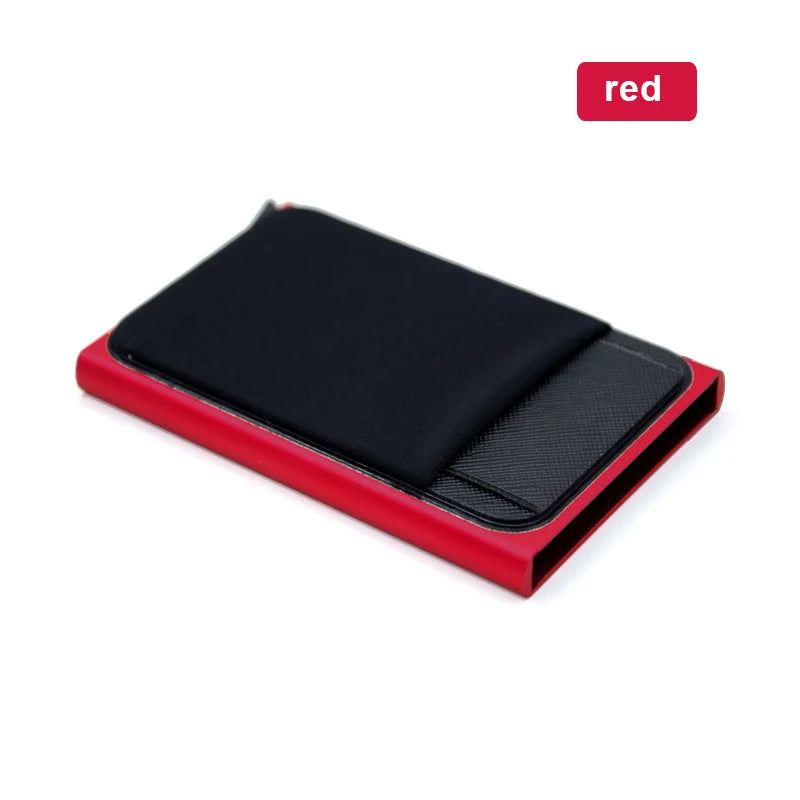 Slim Aluminum RFID Wallet – Automatic Pop-Up Credit Card Holder with Elastic Back Pouch 💳⚡