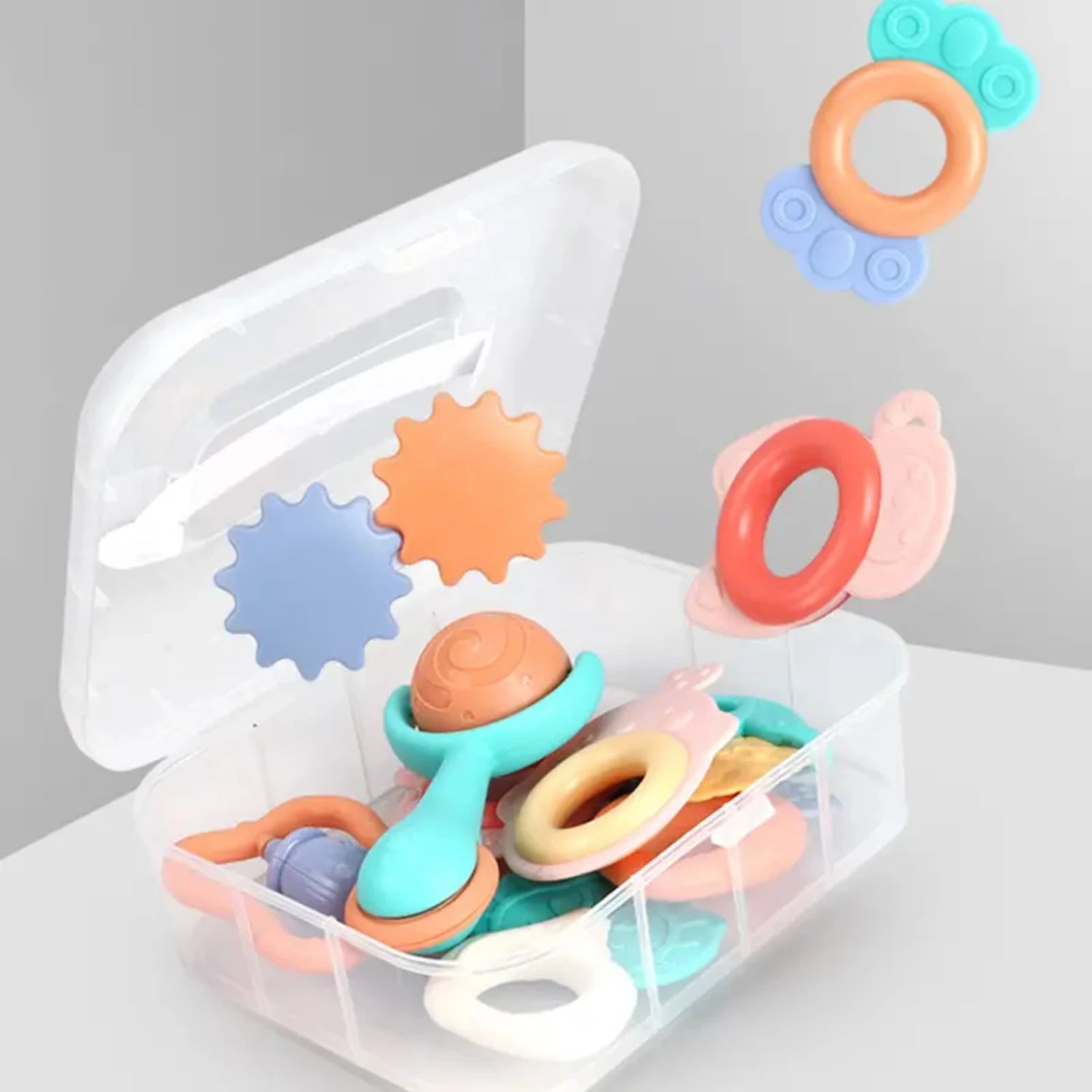 Soft & Safe Silicone Teether Rattle – BPA-Free Baby Toy for 0–3 Years, Gentle & Soothing Relief for Sensitive Gums