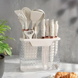 16-Piece Stainless Steel Kitchen Knife & Silicone Kitchenware Set – Bread Knife, Scissors, Peeler & Tool Res