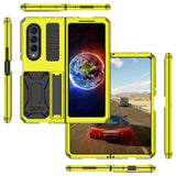 Heavy Duty Armor Metal Aluminum Case – Shockproof Military Stand Cover with Screen Protector for Samsung Z Fold 4