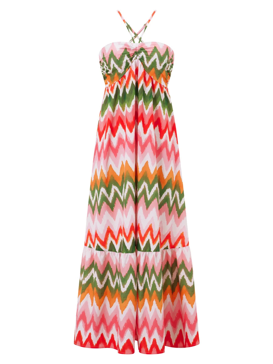 Elegant Floral Print Maternity Dress – V-Neck Pregnancy Outfit with Flowy Ruffled Hemline, Summer Casual Wear for Women