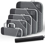 3-6 pcs Compressed Packing Cubes Travel Storage Organizer Set with Shoe Bag & Mesh Visual Luggage Set