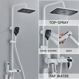 Grey Smart Digital Display Shower Faucet Set – Piano-Style Rainfall Bathroom System