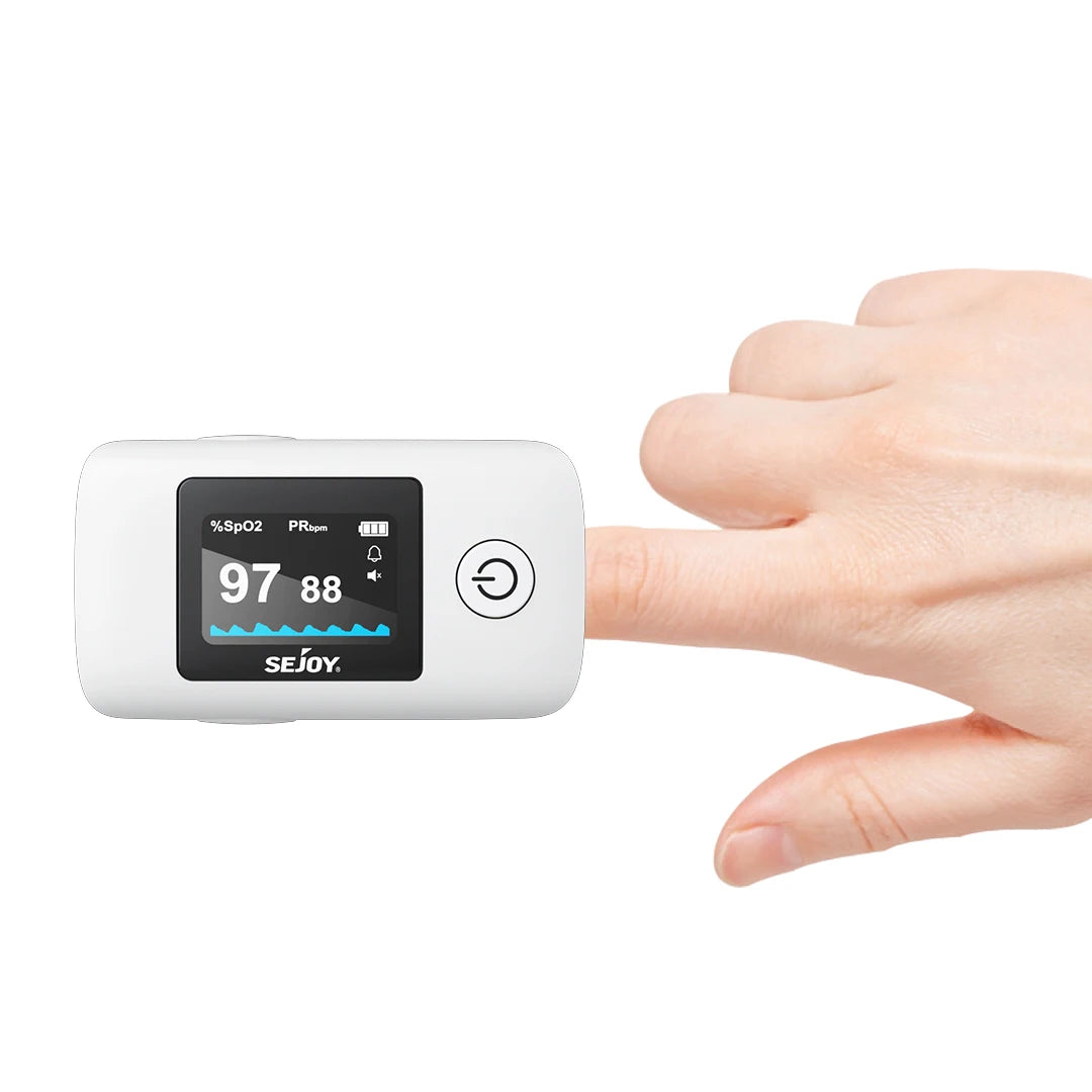 Sejoy Digital Wrist Blood Pressure Monitor with Finger Pulse Oximeter – OLED Blood Oxygen, Heart Rate & BP Monitor for Home Use