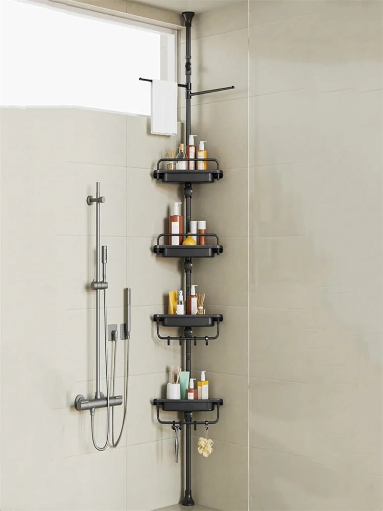 Adjustable 2-Tier Under-Sink & Side Rack – Black/White Storage Organizer for Bathroom & Kitchen