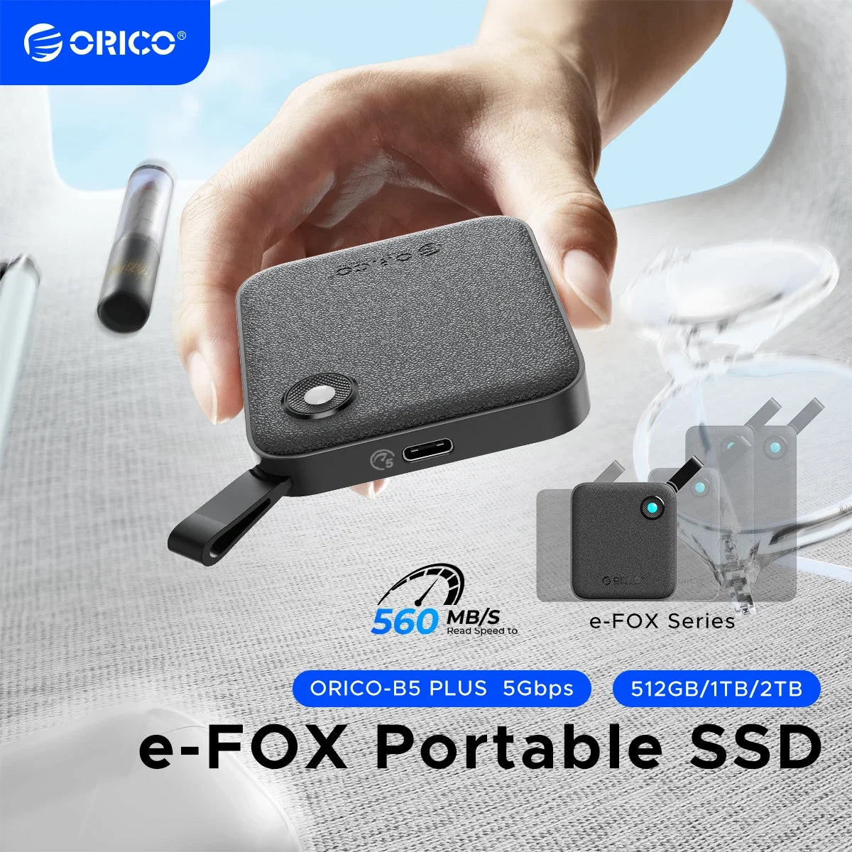 ORICO Portable External SSD – USB 3.2 Gen2 Solid State Drive for iPhone 15 Pro, Windows & Mac Lightweight Storage