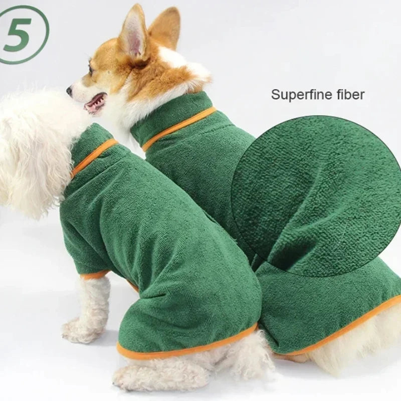 Pet Bathrobe – Fast-Drying Microfiber Dog Towel Robe | Soft Absorbent Adjustable Bath Coat for Small, Medium & Large Dogs