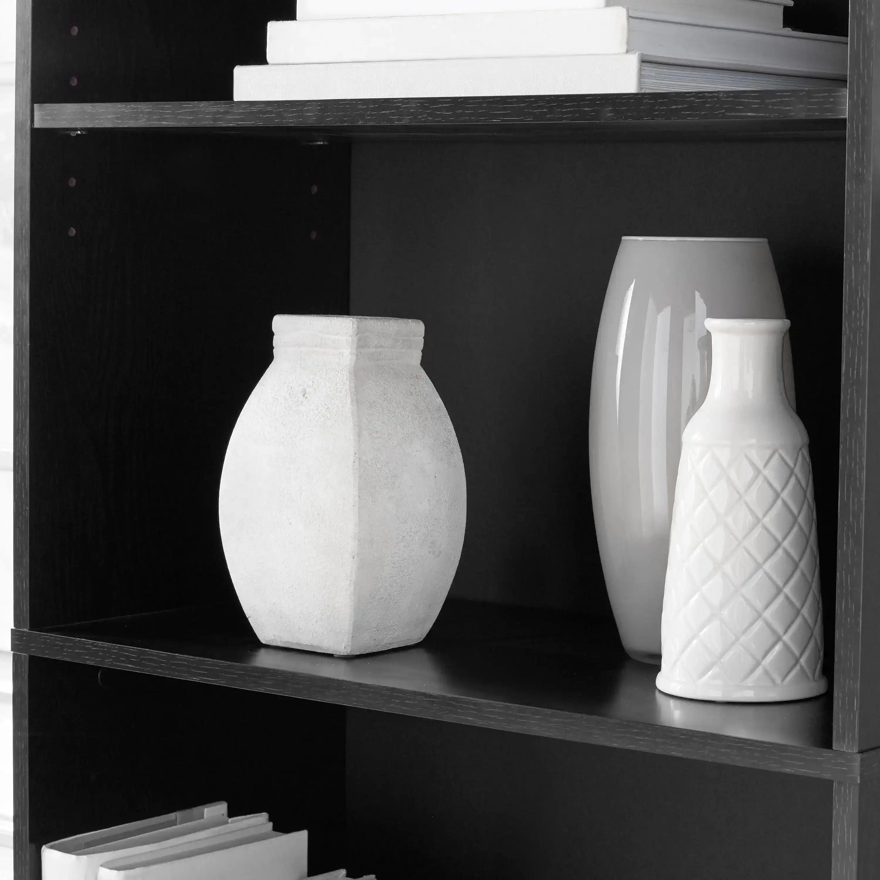 5-Shelf Bookcase with Adjustable Shelves, True Black Oak - PulinGO