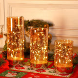 3-Piece Glass Flameless LED Candle Set – Battery-Powered Fairy Light Candles with Remote Control | Elegant Decorative Table Lamps