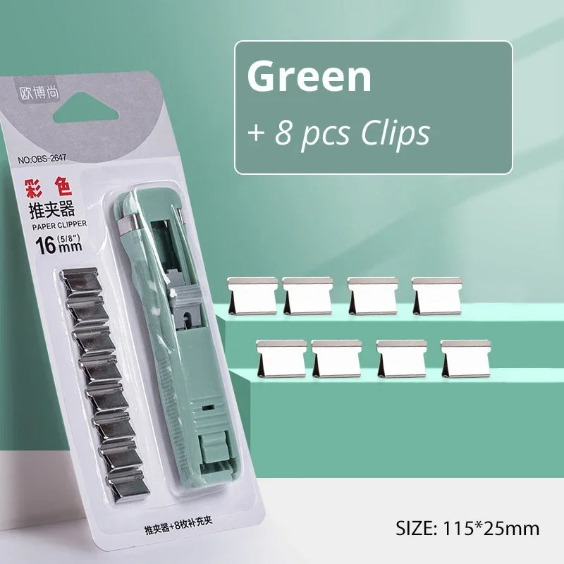 Traceless Reusable Hand Clamp Push Stapler – Paper & File Binding Tool for Office & School