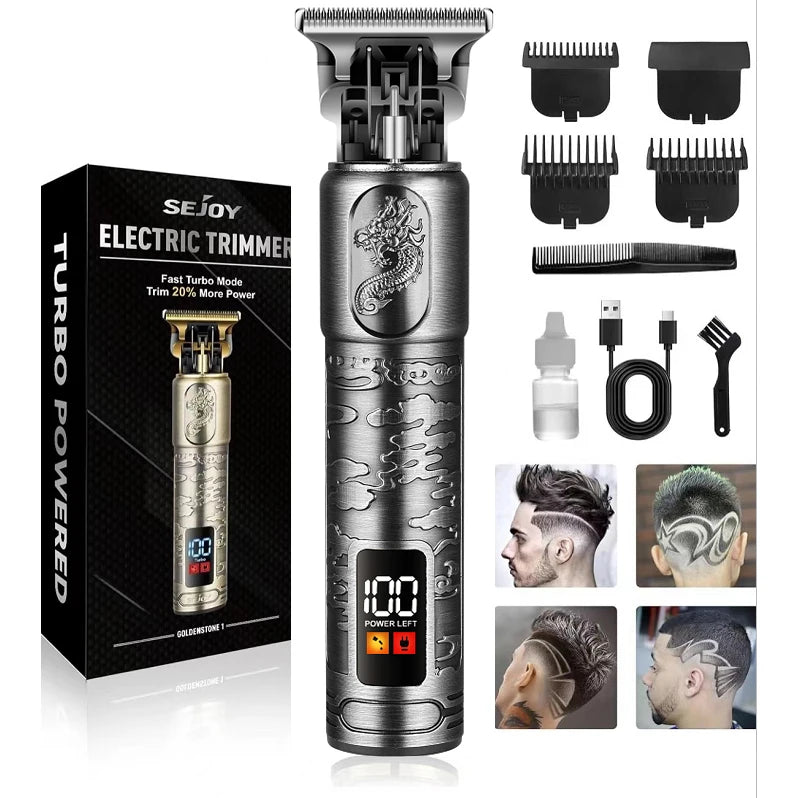 Sejoy Cordless Hair Clippers – USB-C Rechargeable Professional Trimming Kit with LED Display & 4 Guide Combs