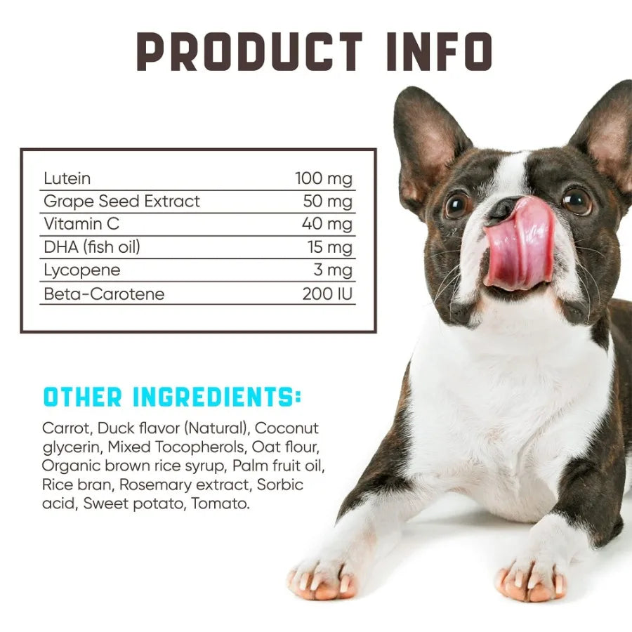 Eye Vitamins for Dogs – Complete Vision, Tear Stain & Immune Support Supplement with Carrot, Fish Oil & Lutein