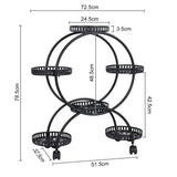 4-Layer Plant Stand Rack with 6 Pots – Mobile Flower Display Shelf on Casters for Balcony & Indoor