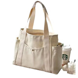 Large-capacity canvas tote bag – student & college style shoulder handbag, work commuting book bag for school, office & daily use