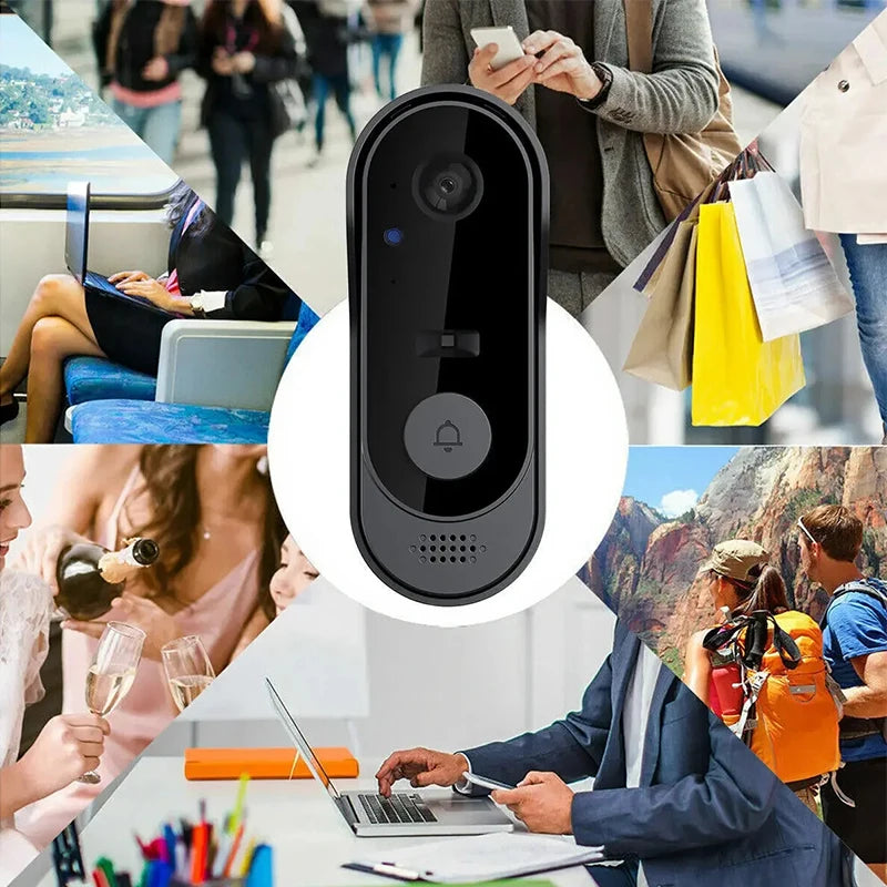 1080P Wireless WiFi Video Doorbell – Tuya Smart Home Camera with PIR Motion Detection & Two-Way Intercom 📹🔔