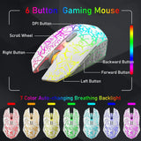 T61 Wireless Gaming Keyboard & Mouse Combo – 61-Key Ergonomic Rainbow LED Backlit Set with 4000mAh Battery & Mouse Pad
