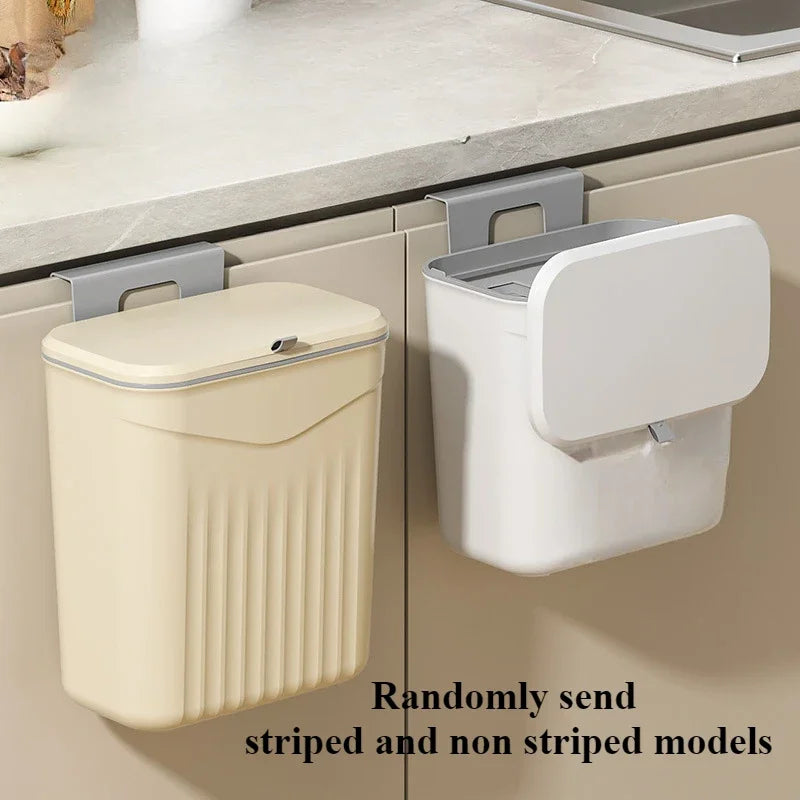 Wall-Mounted White Space-Saving Trash Bin for Kitchen – Durable Plastic Multi-Functional Waste Storage