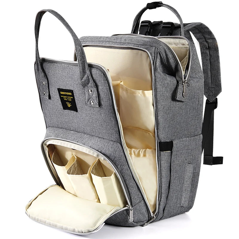 Sunveno Stylish Upgrade Diaper Bag Backpack – 20L Large Capacity Multifunction Travel Maternity Baby Bag