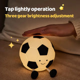 Football Silicone Night Light – Rechargeable Nursery Bedside Lamp with 3-Level Dimmable Glow, Cute Silicone Sleeping Lamp for Kids’ Room Décor