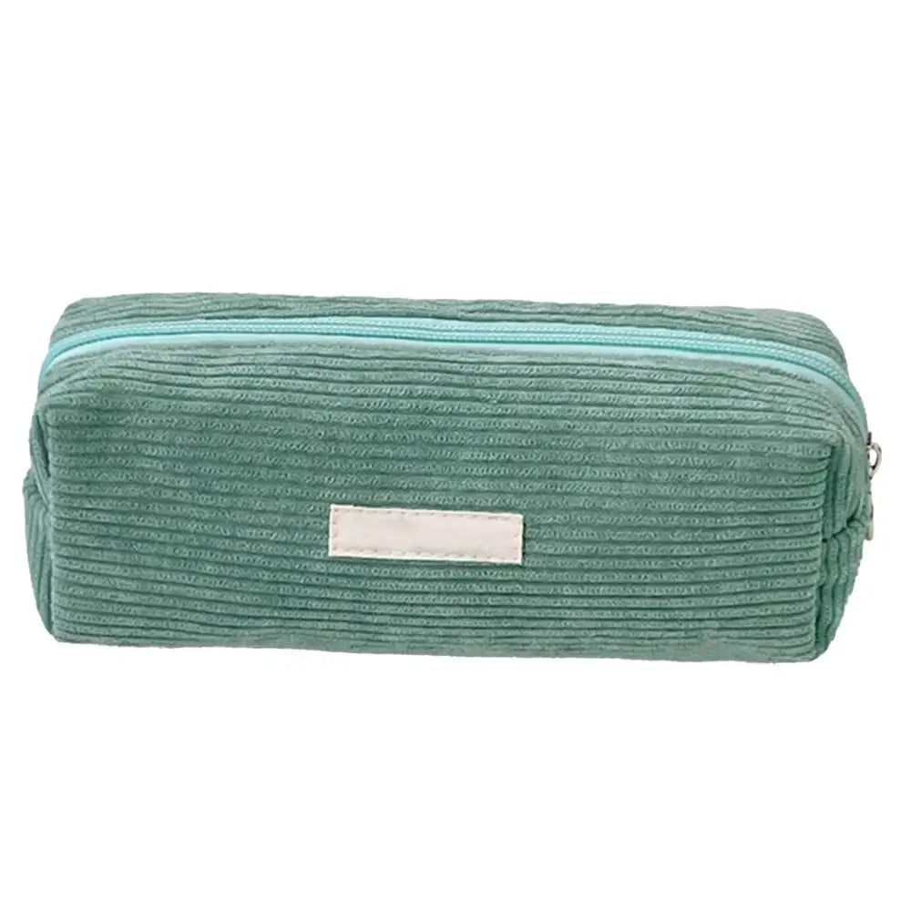 Corduroy Pencil Case – Large Capacity Zipper Pouch, Solid Color Kawaii Stationery Organizer for School & Office Supplies