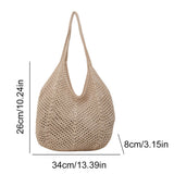 Women’s Knitted Shoulder Tote – Large-Capacity Crochet Underarm Bag, Summer Mesh Beach Hobo Handbag