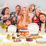 1- Product Title: Elegant White & Gold 129-Piece Party Paper Plates & Napkins Set