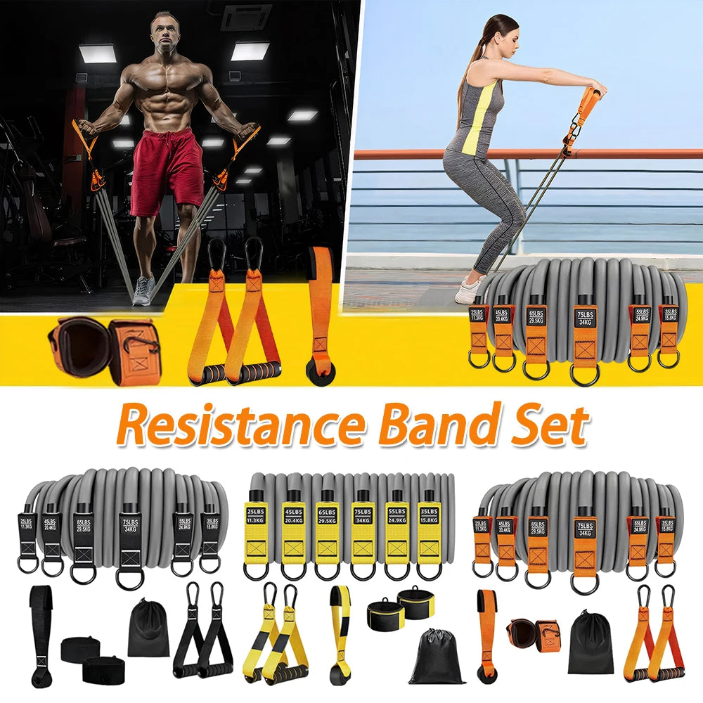 Heavy-Duty Resistance Bands Set with Handles – Multi-Function Workout Bands for Home Gym