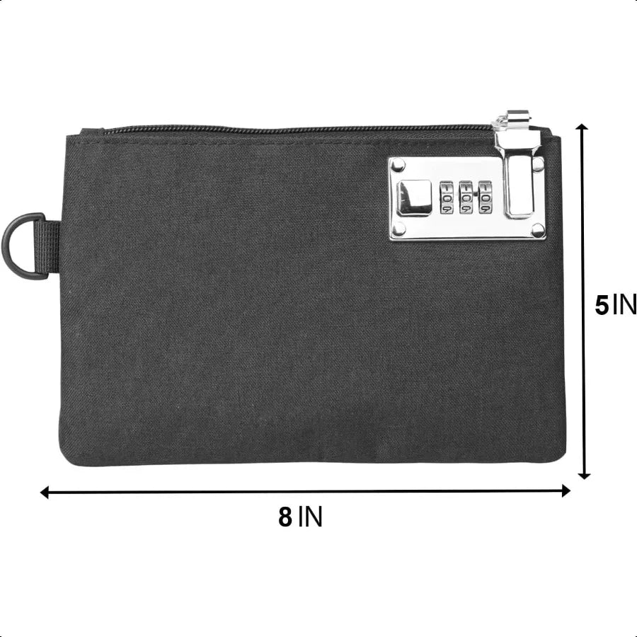 Lockable Nylon Money Bag – 5×8 inch Durable Security Bank Pouch for Cash, Coins, Jewelry, Passports & Cards