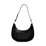 Women’s Half-Moon Tote Bag – PU Leather Solid Colour Small Satchel Hobo Purse