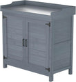 Outdoor Wooden Storage Cabinet – Waterproof Garden Tool Shed with Potting Bench & Work Station Table | Patio & Backyard Organizer
