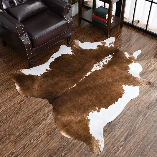 Faux Cowhide Area Rug – Large Soft Animal Print Carpet for Living Room & Bedroom Western Home Décor