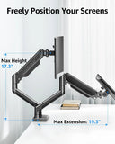 Dual Monitor Stand with Adjustable Arms – Fits 13″–32″ Computer Screens (4.4–19.8 lbs) Height Adjustable Desk Mount