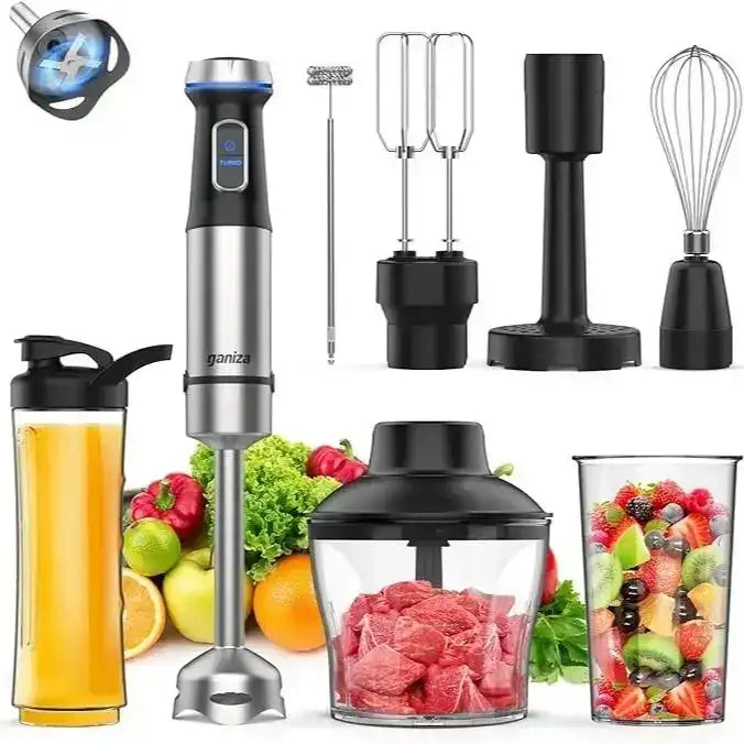Aidot Ganiza 5-in-1 Immersion Hand Blender – 16 Speed Stainless Steel Handheld Blender with Attachments