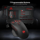 Redragon M656 Gainer Wireless Gaming Mouse – 2.4G Mouse with 4,000 DPI, 5 DPI Levels, 7 Macro Buttons & Red LED Backlight