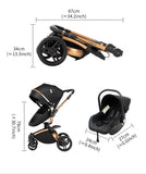 Yoyko Spin 360° Rotating Baby Travel System – Lightweight 3-in-1 stroller with Premium PU Seat & One-Hand Fold