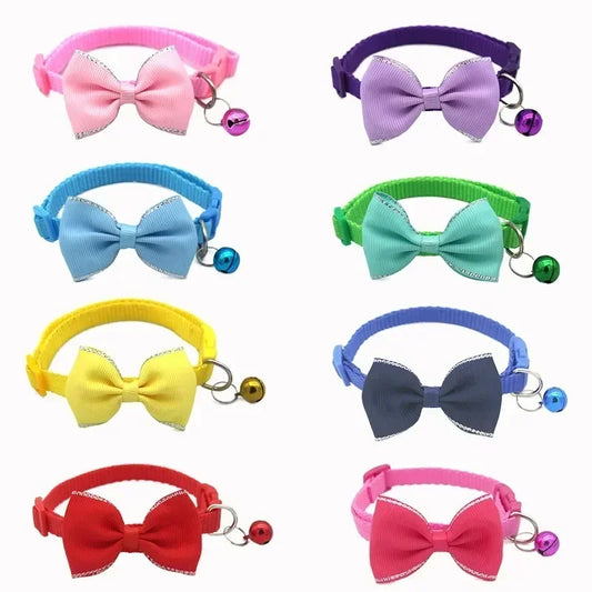 Adjustable Pet Collar with Bow Tie & Bell – Cute Dog Collar for Puppies, Cats & Rabbits, Stylish & Comfortable Design
