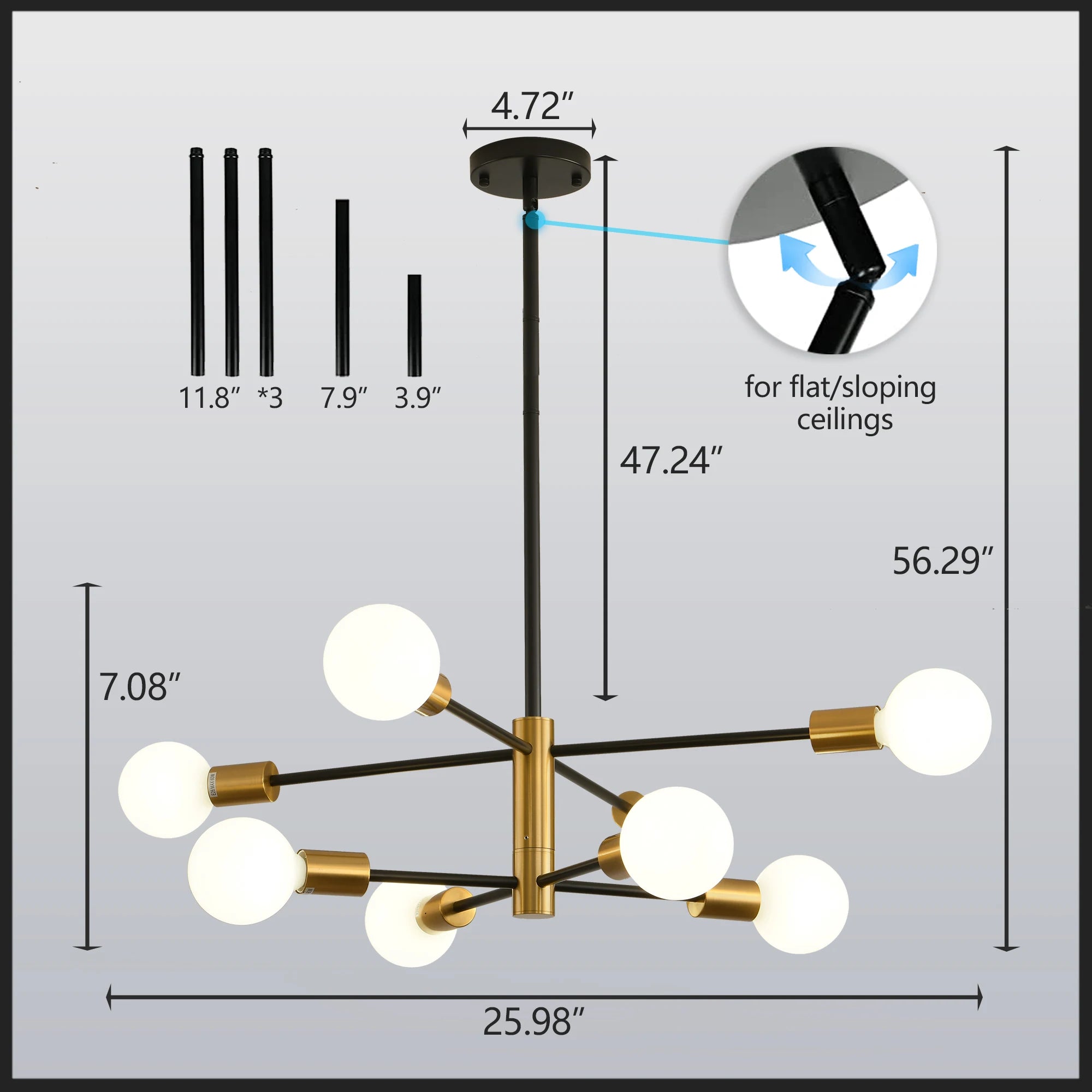 Modern Sputnik Linear LED Chandelier – 8/12 Light Pendant Ceiling Fixture for Stylish Home Interiors