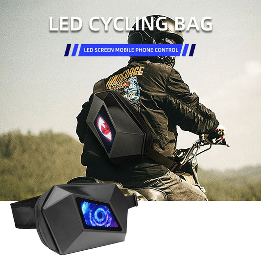 Hard Shell Knight-Style LED Shoulder Backpack – Portable Outdoor Cycling Bag for Men with Inclined Strap Design