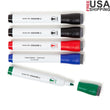 Dry Erase Markers Set of 5 with Built-In Erasers, Low-Odor Chisel Tip for Office & School