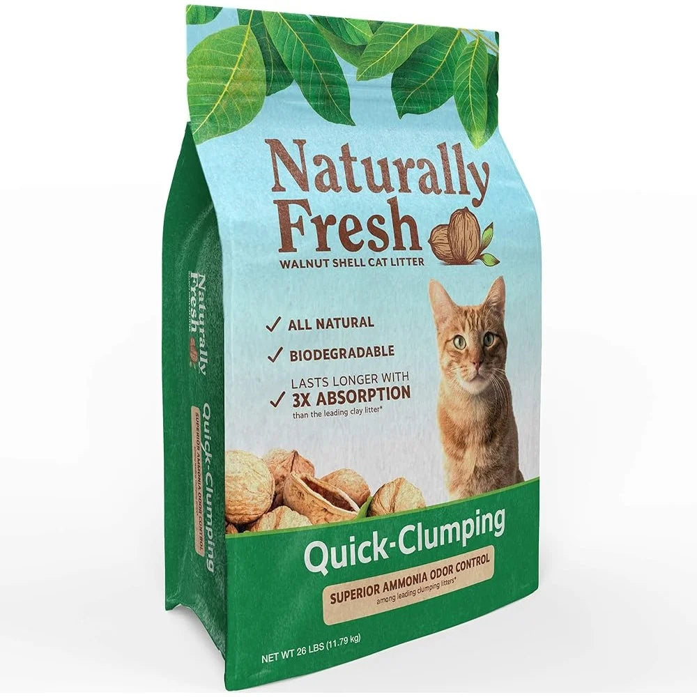 Walnut Shell Cat Litter – 26lb Unscented Natural Litter, Super Absorbent, Low-Tracking, Easy Scooping, Eco-Friendly Formula