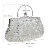 Women’s Retro Beaded Embroidered Evening Bag – Bridal Clutch with Chain Strap for Weddings, Parties & Banquets